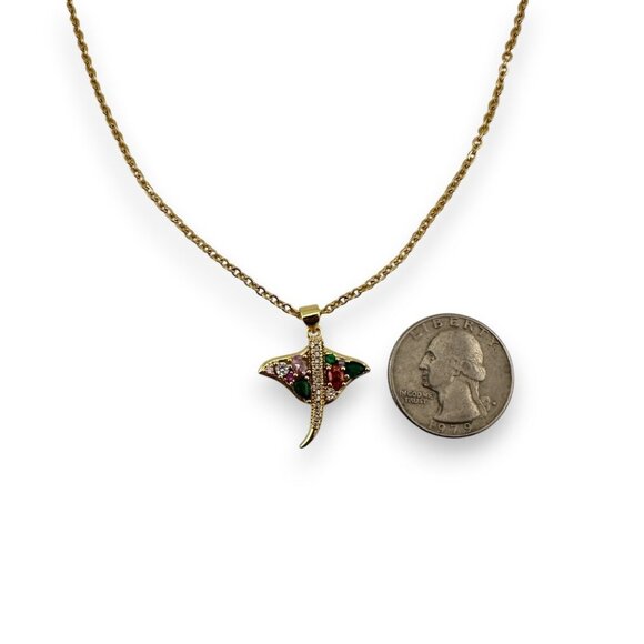 18KT Gold Filled Manta Ray Necklace - Picture 7 of 16